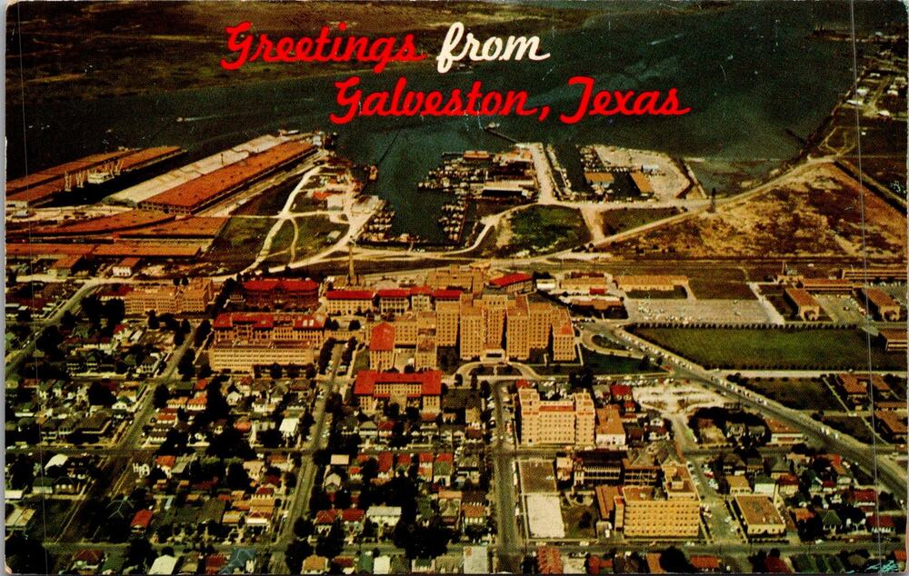 Aerial View of Galveston in Texas Vintage Postcard SP17-25